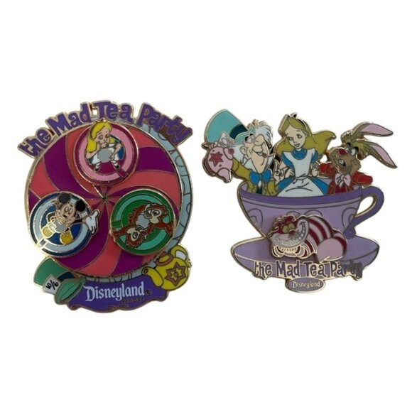 Disney Pins Set of 2 The Mad Tea Party Spinner and Teacup 2005 EUC - Picture 1 of 10